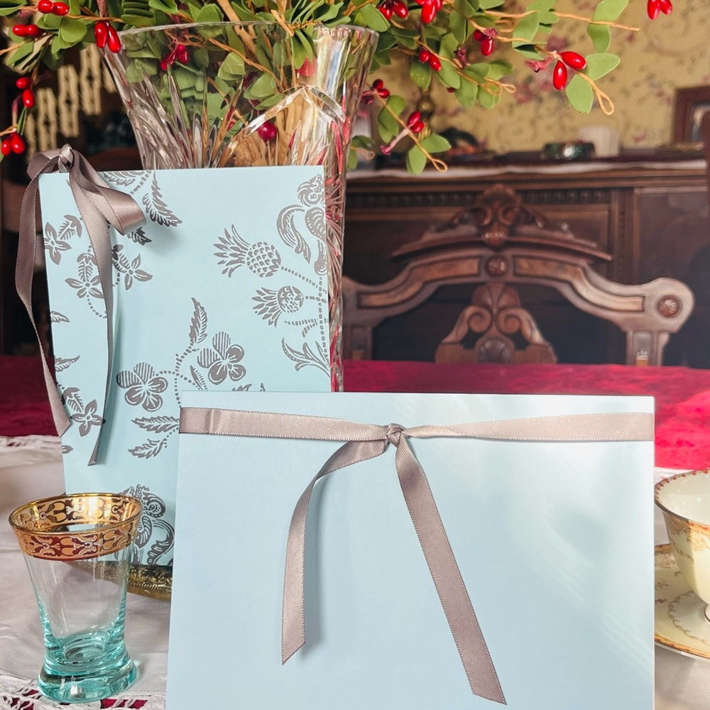 MARA-MI Collection- Chic Blue and Gray Invitation Cards with Ribbon